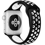 Curea iUni compatibila cu Apple Watch 1/2/3/4/5/6/7, 38mm, Silicon Sport, Negru/Alb